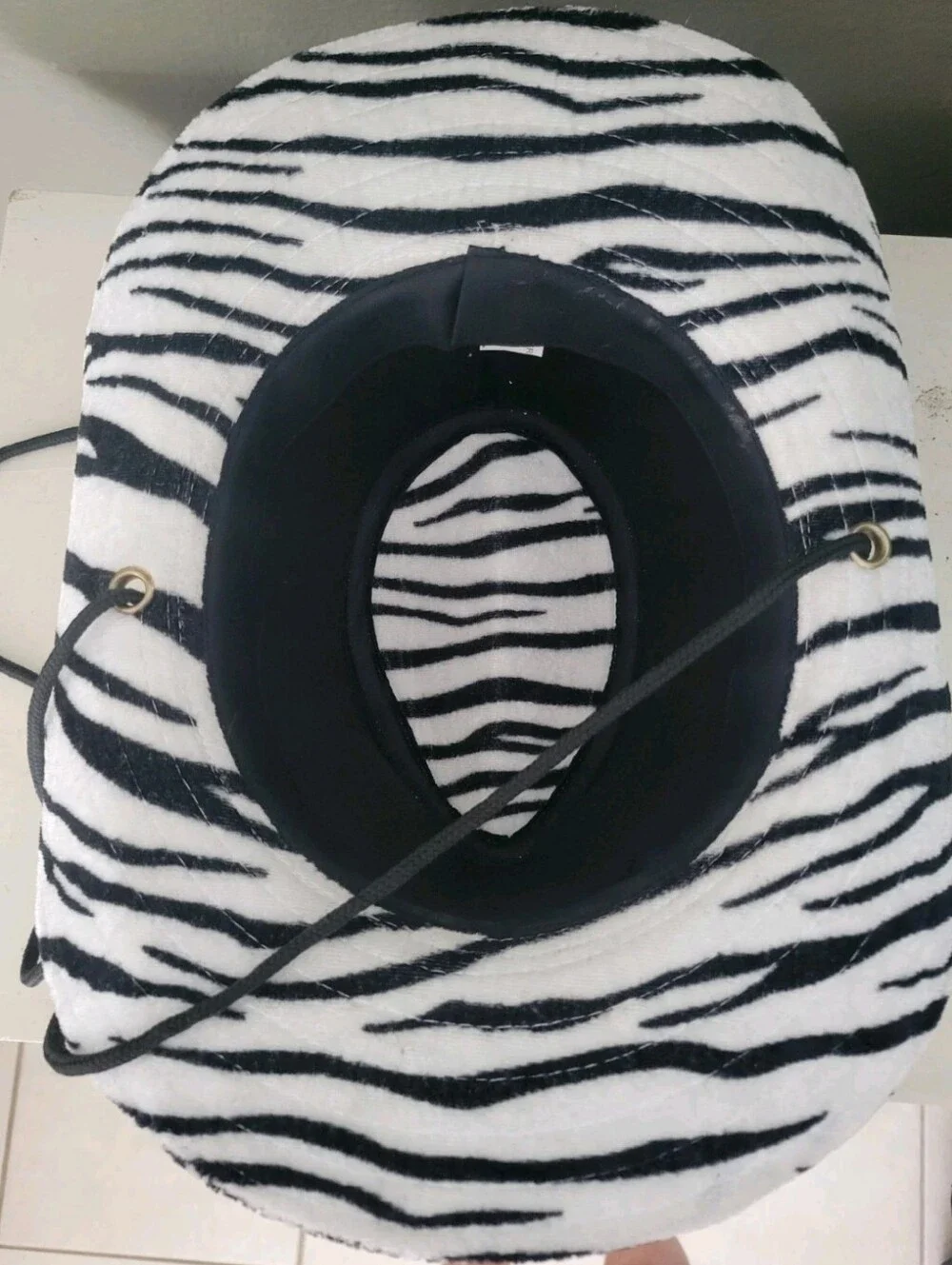 Y2k Zebra Print Western Cowboy Hat Costume Cosplay Womens Black White One Size